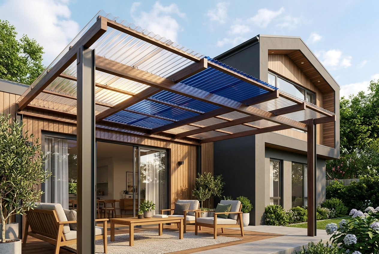 Polycarbonate Corrugated Kanopi Rumah